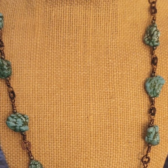 Artisan PAIR Turquoise and Citrine Stones 20" Necklaces - Picture 2 of 3